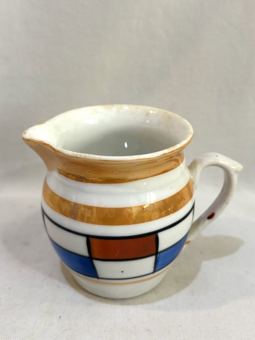 VTG 1930s HK Czechoslovakia Lusterware Ceramic Creamer Hand Painted